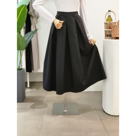 핀턱 포인트 A라인 롱스커트