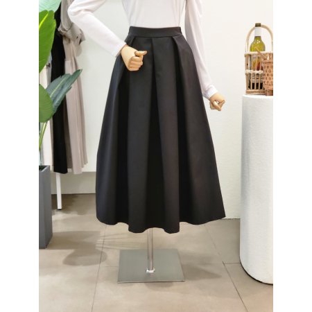 핀턱 포인트 A라인 롱스커트