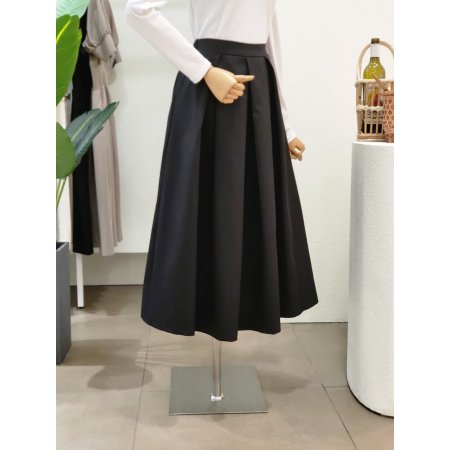 핀턱 포인트 A라인 롱스커트