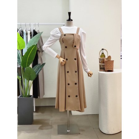 더블 버튼 뷔스티에 롱원피스