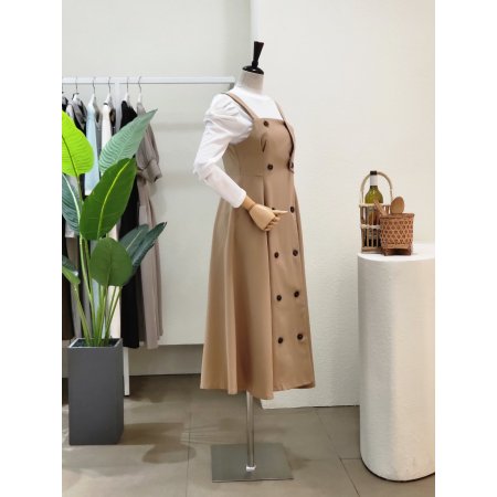 더블 버튼 뷔스티에 롱원피스