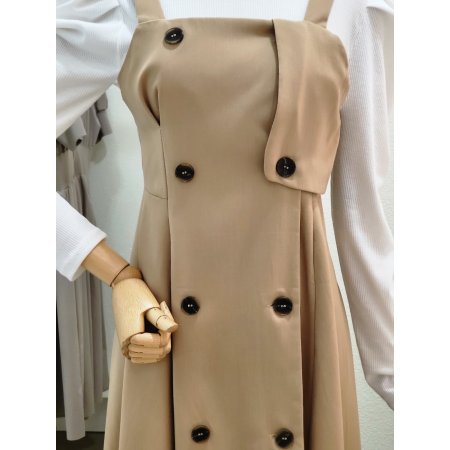 더블 버튼 뷔스티에 롱원피스