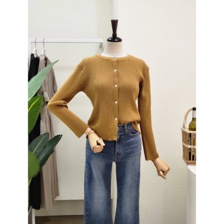 솔리드 골지 라운드 가디건