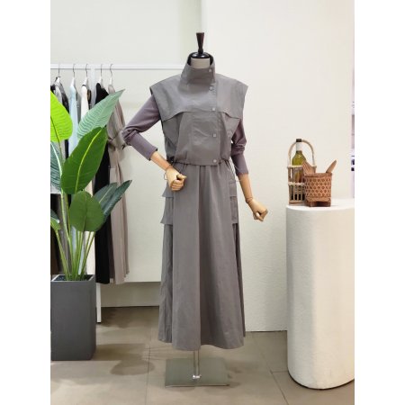 하이넥 베스트 원피스 세트