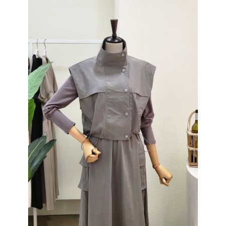 하이넥 베스트 원피스 세트