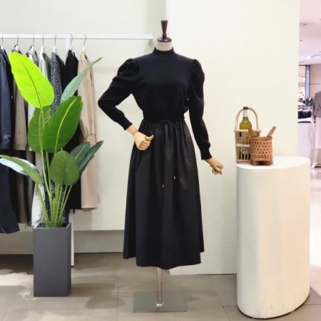 퍼프 포인트 A라인 롱원피스