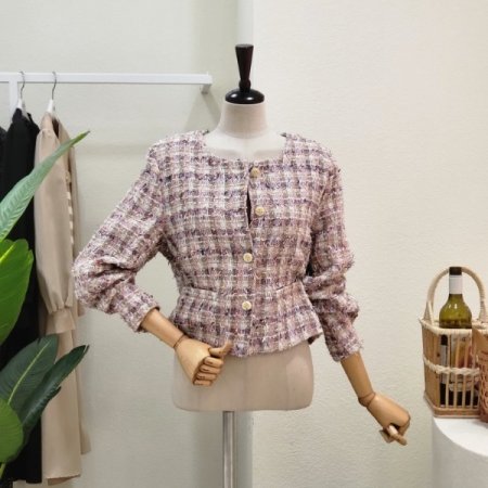 파스텔 노카라 트위드 자켓