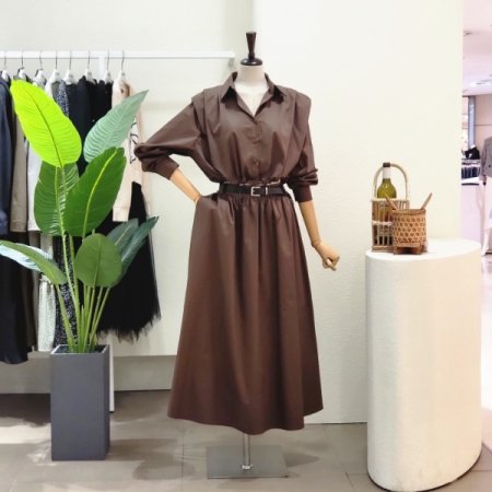 크롭 셔츠 A라인 스커트 세트