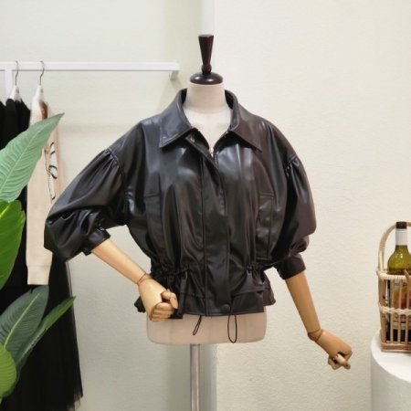 셔링 스트링 래더 자켓