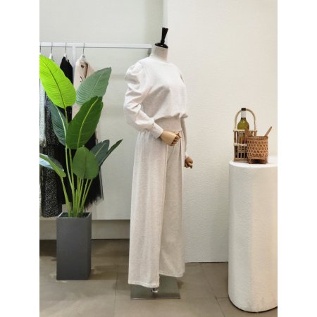 퍼프 티셔츠 외이드 팬츠 세트