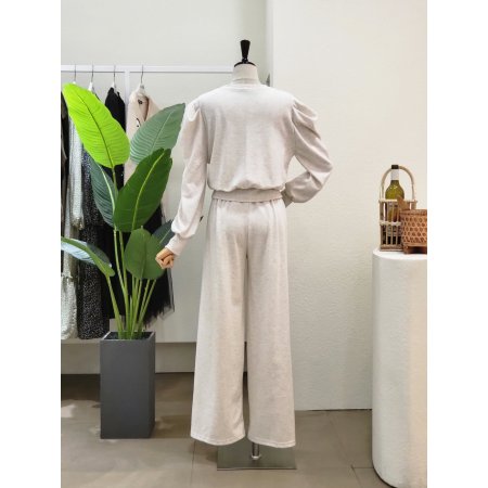 퍼프 티셔츠 외이드 팬츠 세트