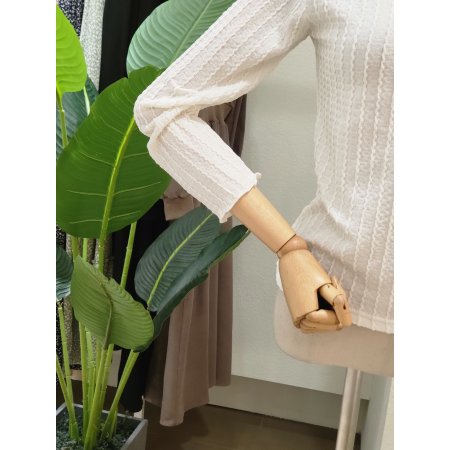 버블 뒷단추 하이넥 블라우스