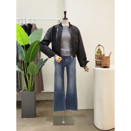 노카라 래더 숏 점퍼