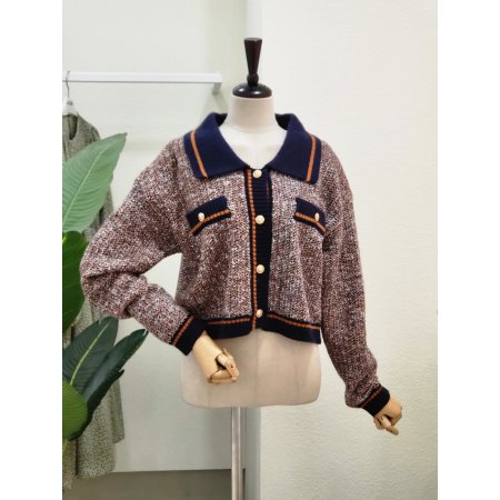 펄 포인트 카라넥 가디건