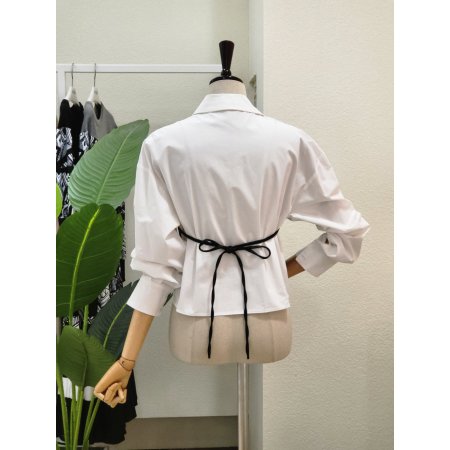 레더 뷔스티에 카라넥 블라우스