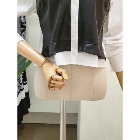 레더 뷔스티에 카라넥 블라우스