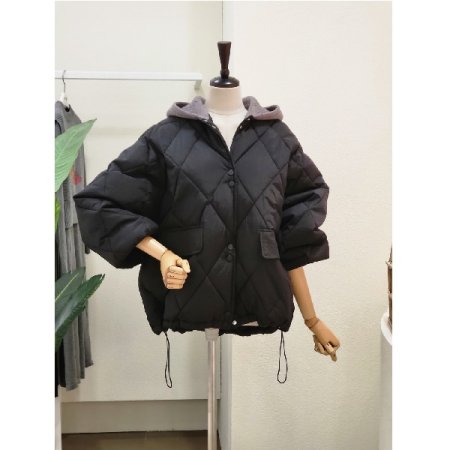 퀼팅 루즈핏 후드 패딩 점퍼