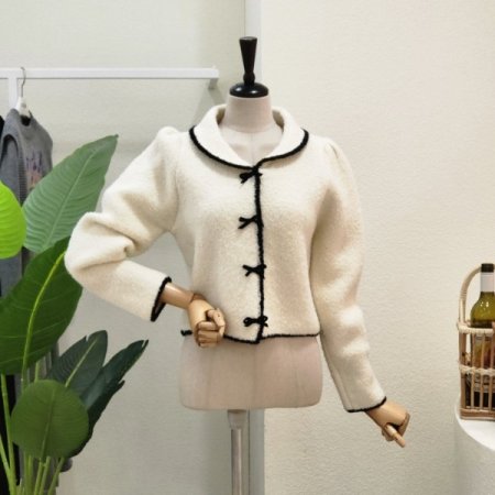 리본 포인트 부클 자켓