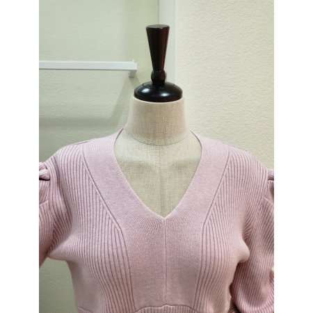 파스텔 퍼프 브이넥 니트