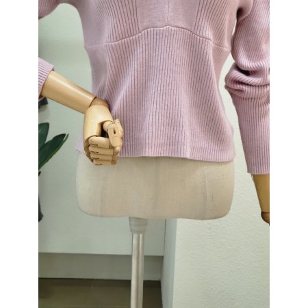 파스텔 퍼프 브이넥 니트