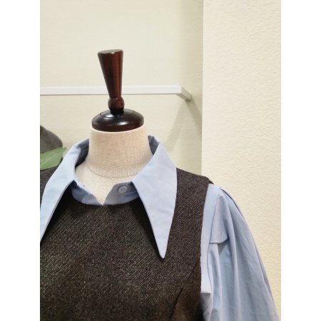 헤링본 미니 원피스 블라우스 세트