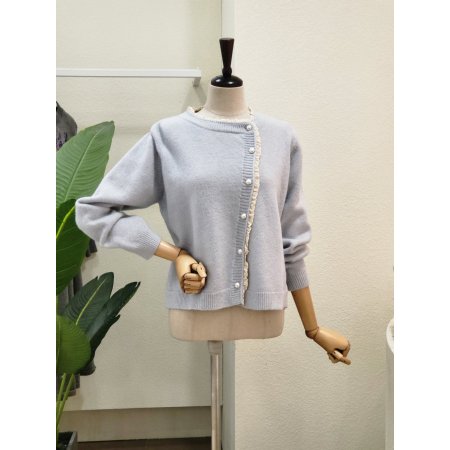 사선 레이스 라운드 가디건