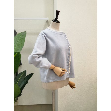 사선 레이스 라운드 가디건