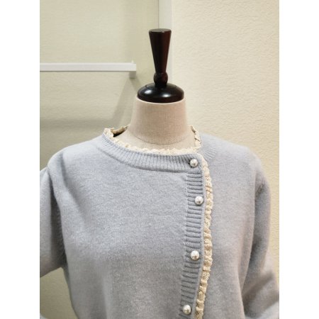 사선 레이스 라운드 가디건