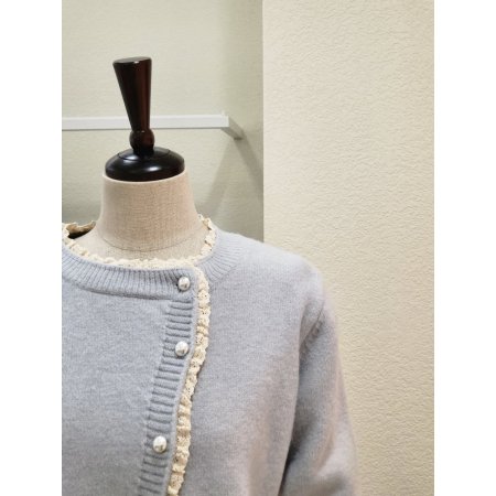 사선 레이스 라운드 가디건