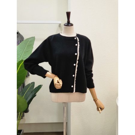 사선 레이스 라운드 가디건