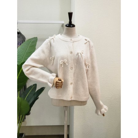 파스텔 리본 라운드 가디건