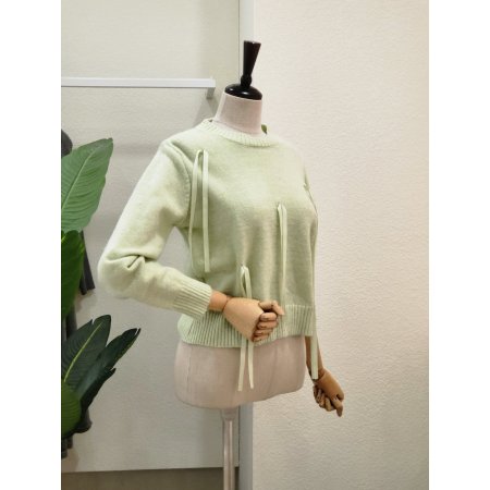 파스텔 리본 라운드 니트