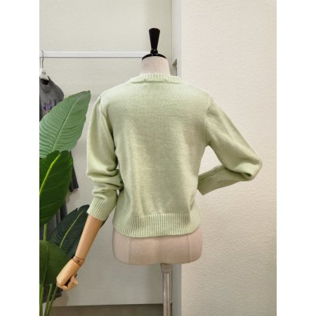 파스텔 리본 라운드 니트