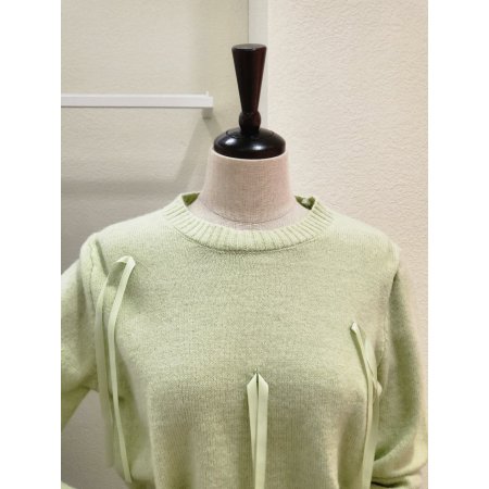 파스텔 리본 라운드 니트