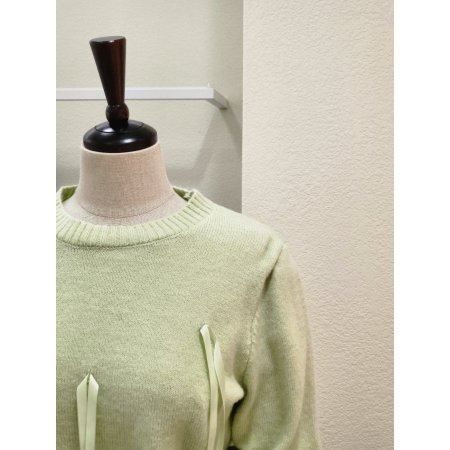 파스텔 리본 라운드 니트