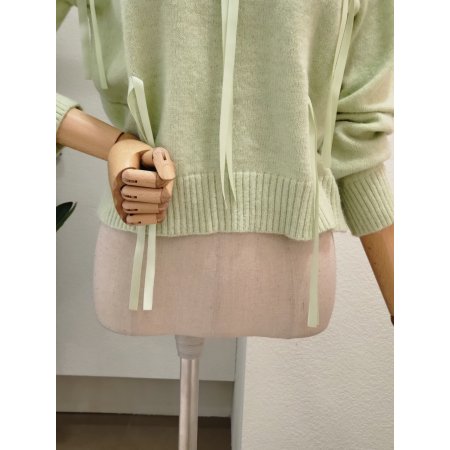 파스텔 리본 라운드 니트