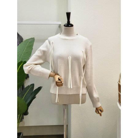 파스텔 리본 라운드 니트