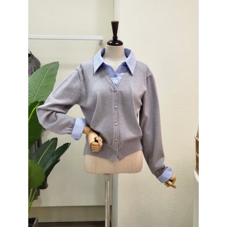 셔츠 레이어드 브이넥 니트