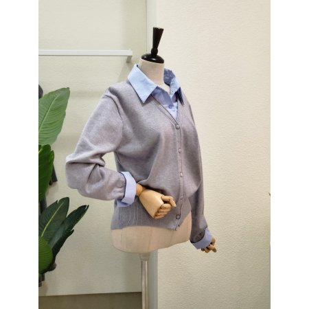 셔츠 레이어드 브이넥 니트