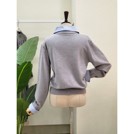 셔츠 레이어드 브이넥 니트