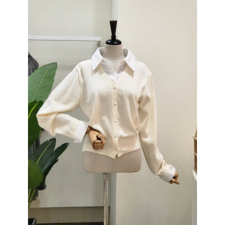 셔츠 레이어드 브이넥 니트