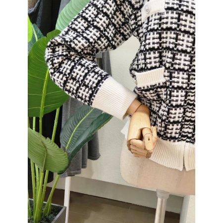 트위드 카라넥 집업 가디건