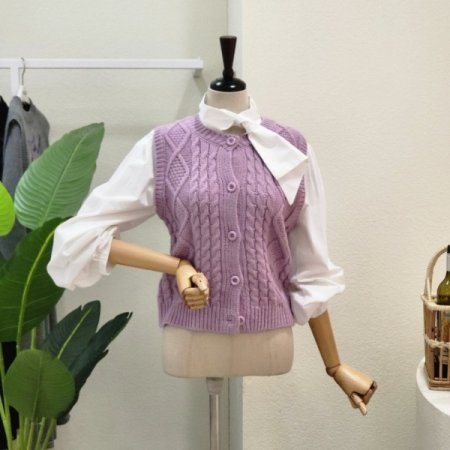 타이 포인트 니트 블라우스