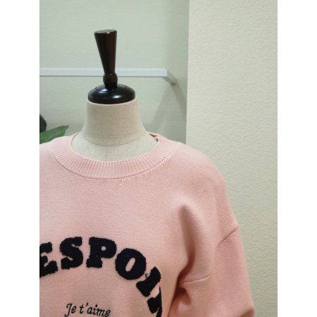 레터링 스트링 라운드 니트