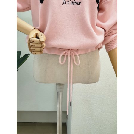 레터링 스트링 라운드 니트