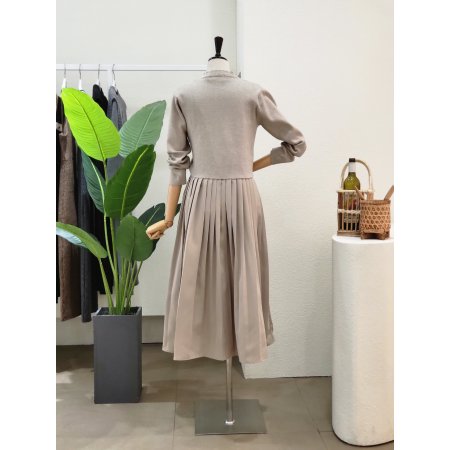 스트링 니트 플리츠 원피스 세트