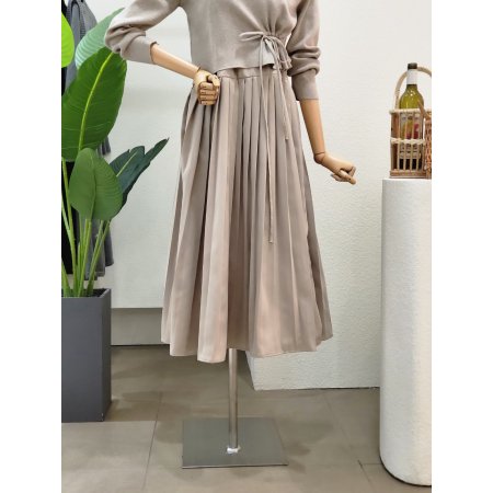 스트링 니트 플리츠 원피스 세트