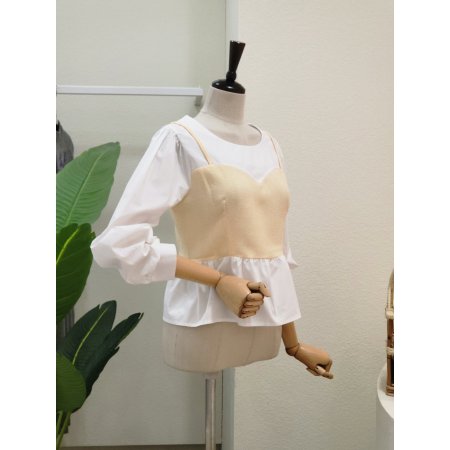 뷔스티에 포인트 라운드 블라우스