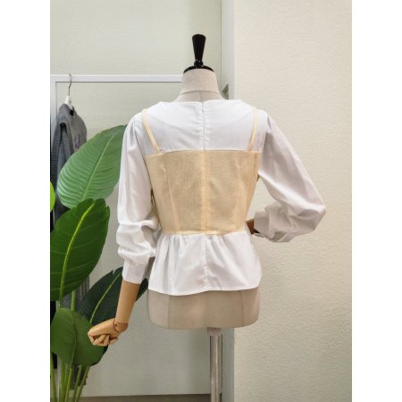 뷔스티에 포인트 라운드 블라우스