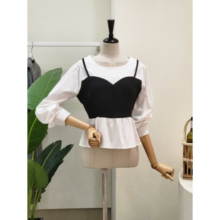 뷔스티에 포인트 라운드 블라우스